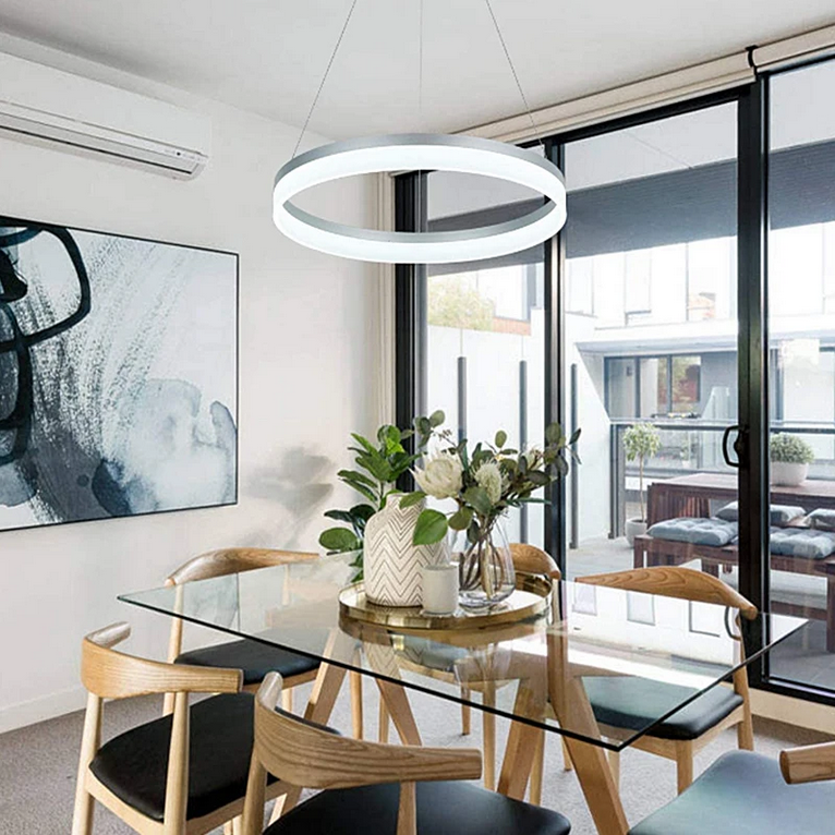 Πολυέλαιος LED με τηλεχειριστήριο ANINA 33W, Κρύο/Ζεστό/Ουδέτερο φως, Ρυθμιζόμενο, Λευκό, Ρυθμιζόμενο ύψος