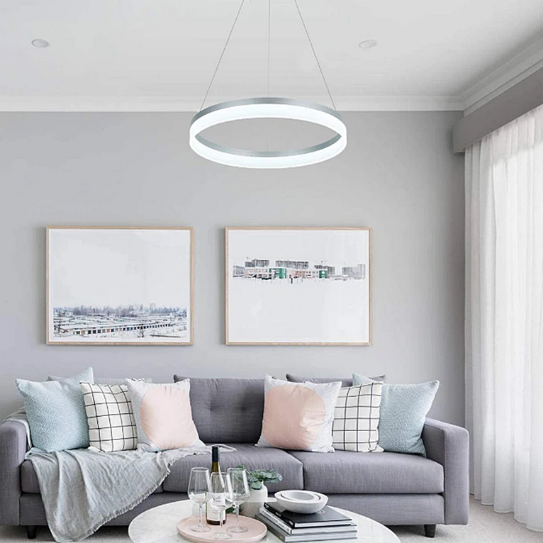 Πολυέλαιος LED με τηλεχειριστήριο ANINA 33W, Κρύο/Ζεστό/Ουδέτερο φως, Ρυθμιζόμενο, Λευκό, Ρυθμιζόμενο ύψος