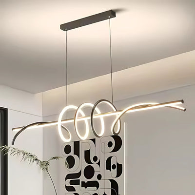 Κρεμαστός πολυέλαιος LED με τηλεχειριστήριο RIBBON 66W, Γραμμικό, Κρύο/Ζεστό/Ουδέτερο φως, Ρυθμιζόμενο, Μαύρο, Ρυθμιζόμενο ύψος