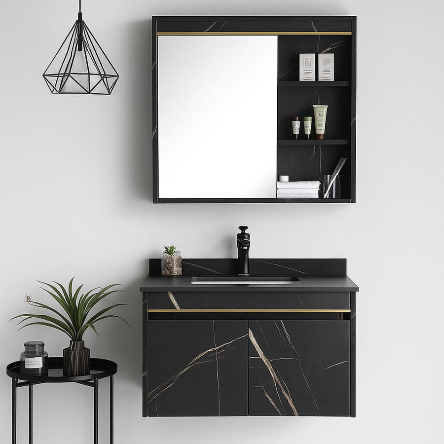 Σετ Έπιπλα Μπάνιου 60x50cm 2 Τεμάχια Μαύρο