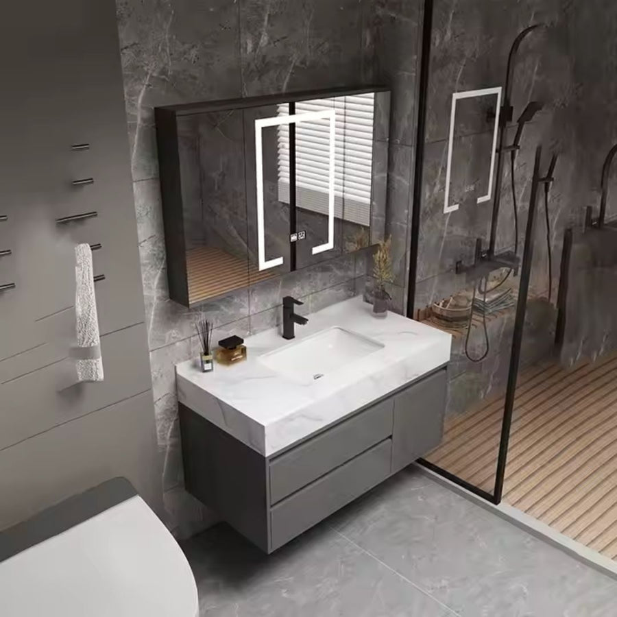 Σετ Έπιπλα Μπάνιου SANTORINI, 80x50cm, 2 τεμάχια, γκρι και λευκό