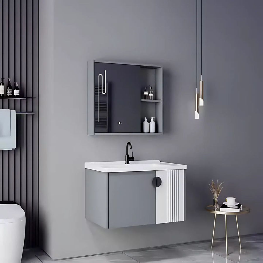 ΜΥΚΟΝΟΣ Σετ Έπιπλα Μπάνιου, 80x40cm, 2 Τεμάχια, Γκρι και Λευκό