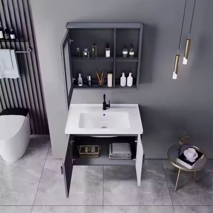 ΜΥΚΟΝΟΣ Σετ Έπιπλα Μπάνιου, 80x40cm, 2 Τεμάχια, Γκρι και Λευκό