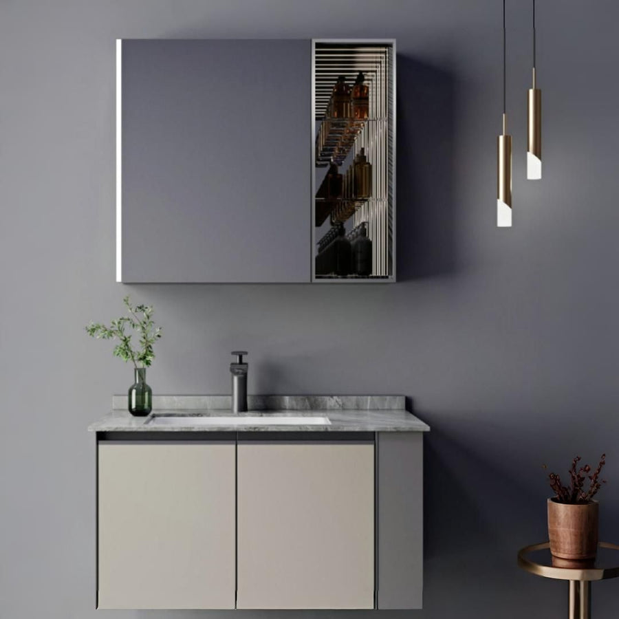 Σετ Έπιπλα Μπάνιου ΖΑΚΥΝΘΟΣ, 80cm, 2 τεμάχια, γκρι και κρεμ