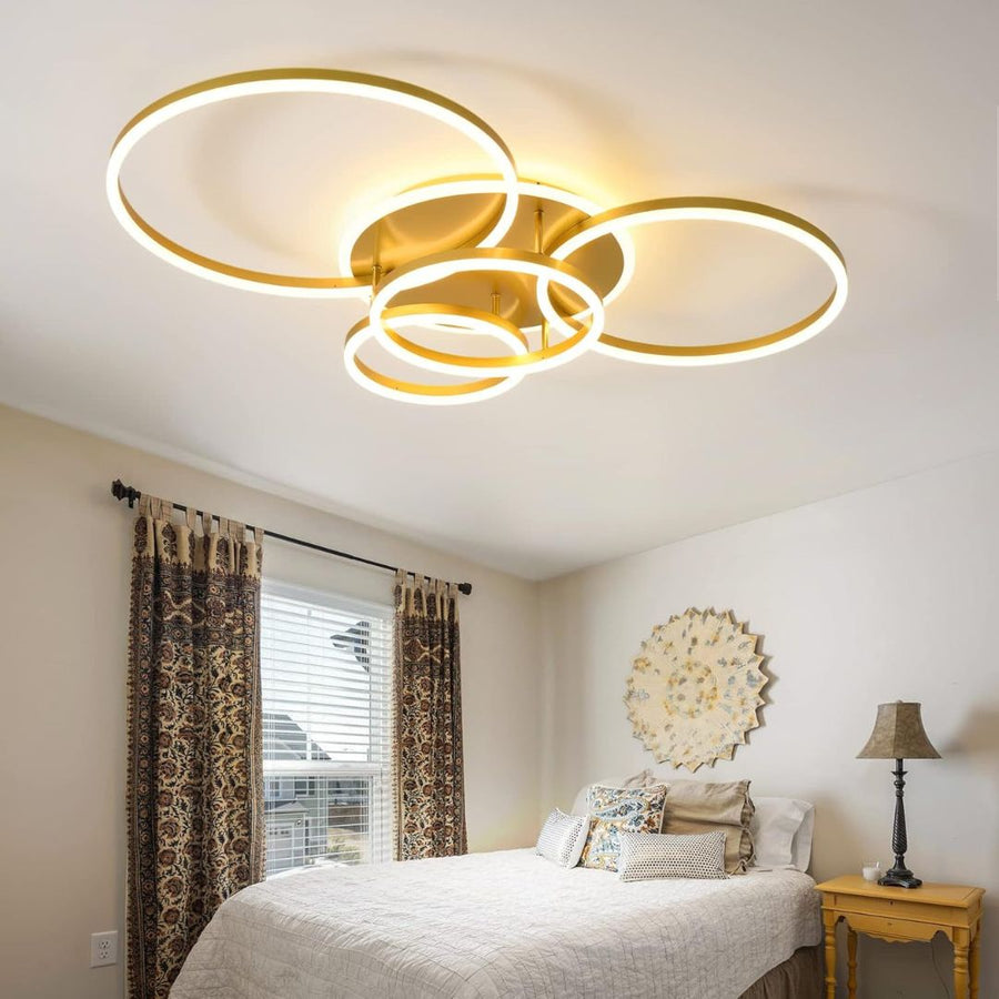 Πολυέλαιος LED με Τηλεχειριστήριο DARIO, 4 κύκλοι, 112W, Θερμό/Ψυχρό/Ουδέτερο φως, Ρυθμιζόμενο, Χρυσό