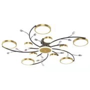Lustra LED cu Telecomnda KARINA, 68W, 10 Elemente, Lumina Calda/Rece/Neutra, Dimabila, Auriu