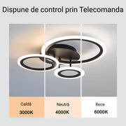 LED πολυέλαιος με τηλεχειριστήριο Betty, 41W, 3 κύκλοι, κρύο/ζεστό/ουδέτερο φως, ασταθές, μαύρο