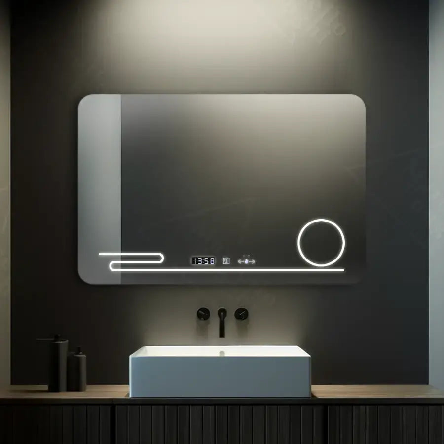 Mirror LED ορθογώνιο 100x60cm Harmonie Motionglow Marcello Αποστολής Σύστημα απόρριψης ρολογιού
