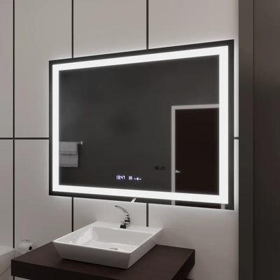 Ορθογώνιος καθρέφτης LED, 100x75cm, Verite MotionGlow Marcello, Σύστημα Demister, Ρολόι & Θερμόμετρο, Ρυθμιζόμενο