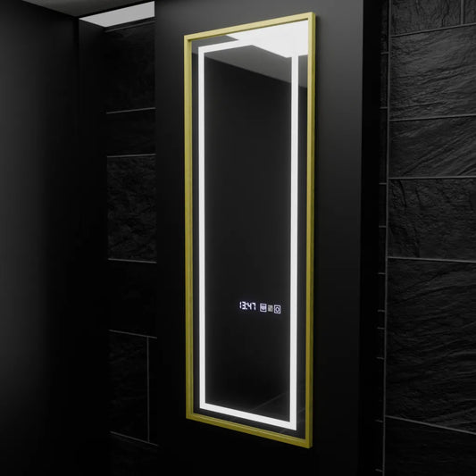 Ορθογώνιος καθρέφτης LED, 45x140cm, Elena Marcello Radar Sensor, Demister System, Clock & Thermometer, Dimabila, Dressing Couture