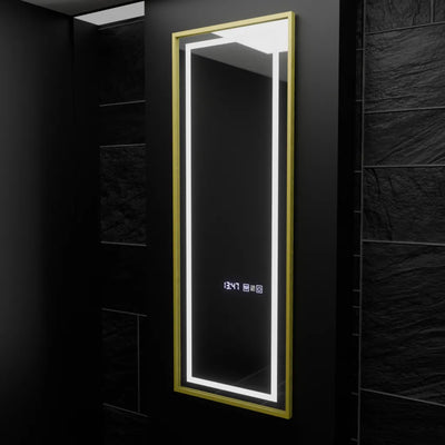 Ορθογώνιος καθρέφτης LED, 45x140cm, Elena Marcello Radar Sensor, Demister System, Clock & Thermometer, Dimabila, Dressing Couture