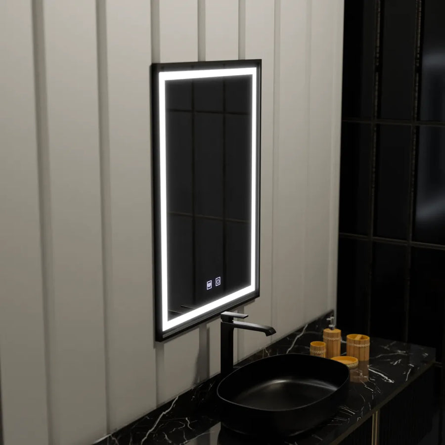 Mirror LED ορθογώνιο 60x90cm Edge Edge Luminous Touch System, μαύρο πλαίσιο