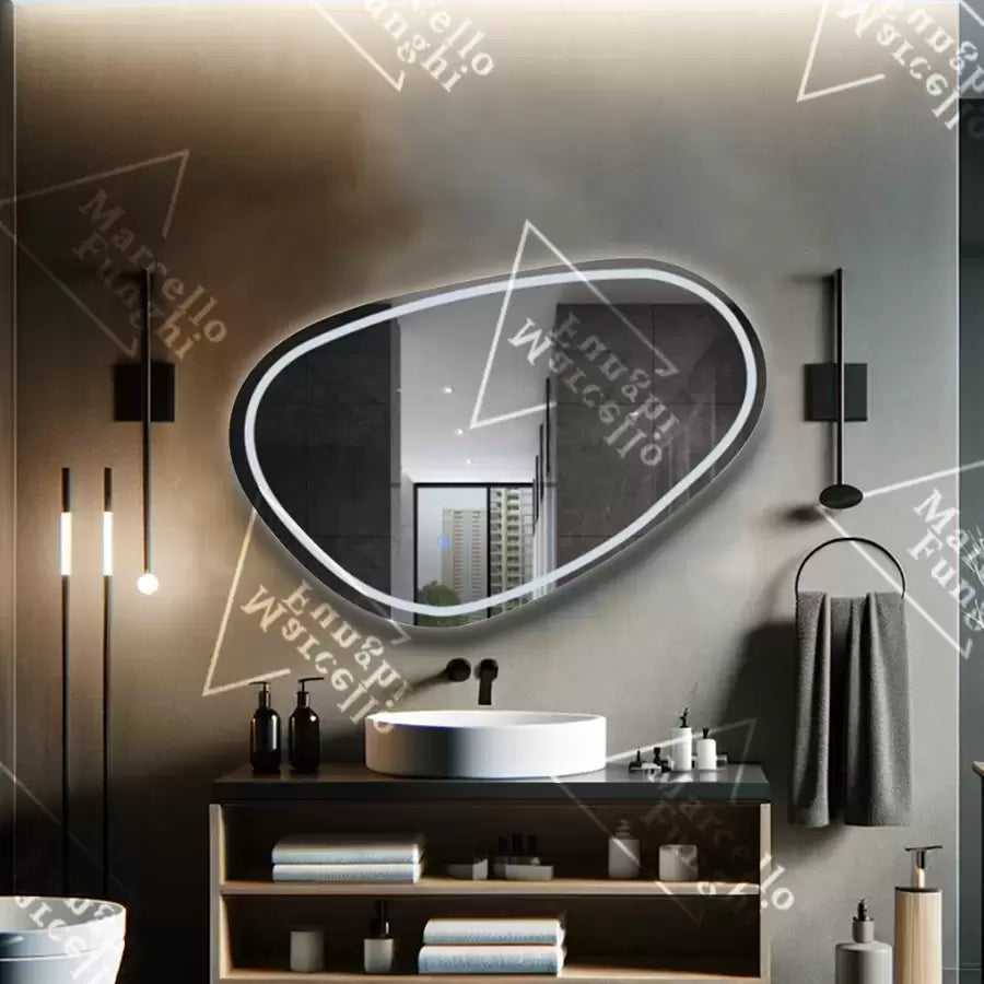 Mirror LED Touch Dissegno Σύστημα DEFRITION 80x45 CM Marcello Funghi Collection