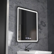 Mirror LED Touch Favola System Decrosting Neagra Clock and Therement 75x90 CM Marcello Funghi Collection