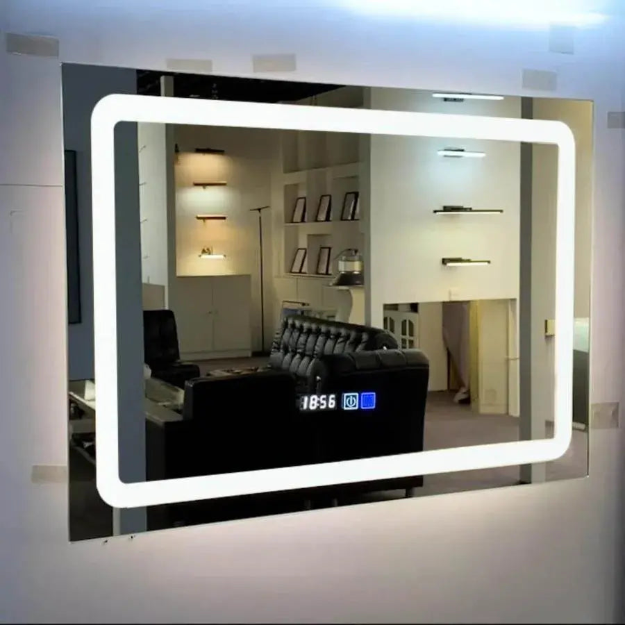 LED Touch Mirror με λειτουργία αναπηριών και ρολόι, 80x65cm, συλλογή Marcello Funghi
