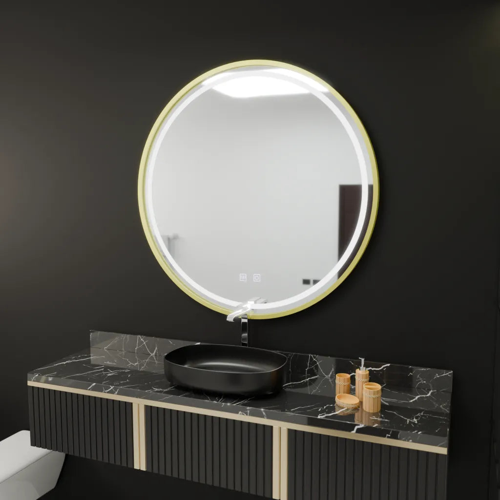 Mirror LED γύρο 70cm Touch Glanz System Decrost Rama Rose Gold Brudged