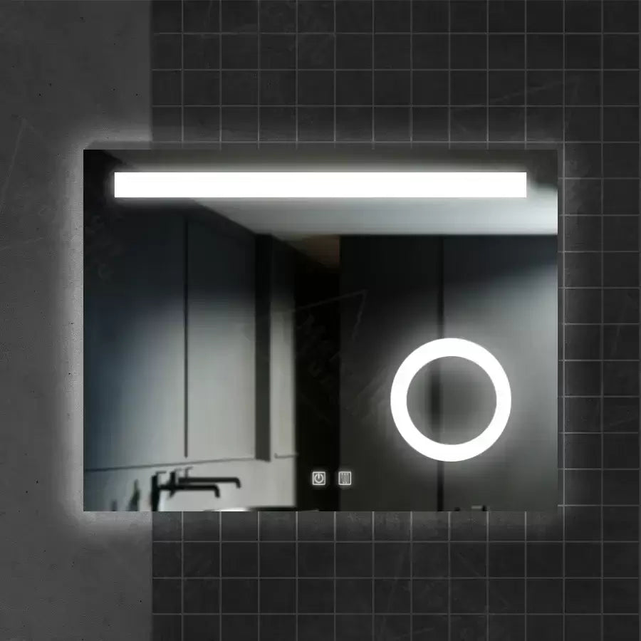 Ορθογώνιος καθρέφτης LED, 80x60cm, Piano Touch, Demister System, Dimmable