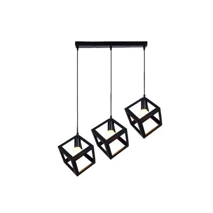 Lustrum Cub Σχήμα, Struktur Linear Trio, 3x E27, Black, Metal