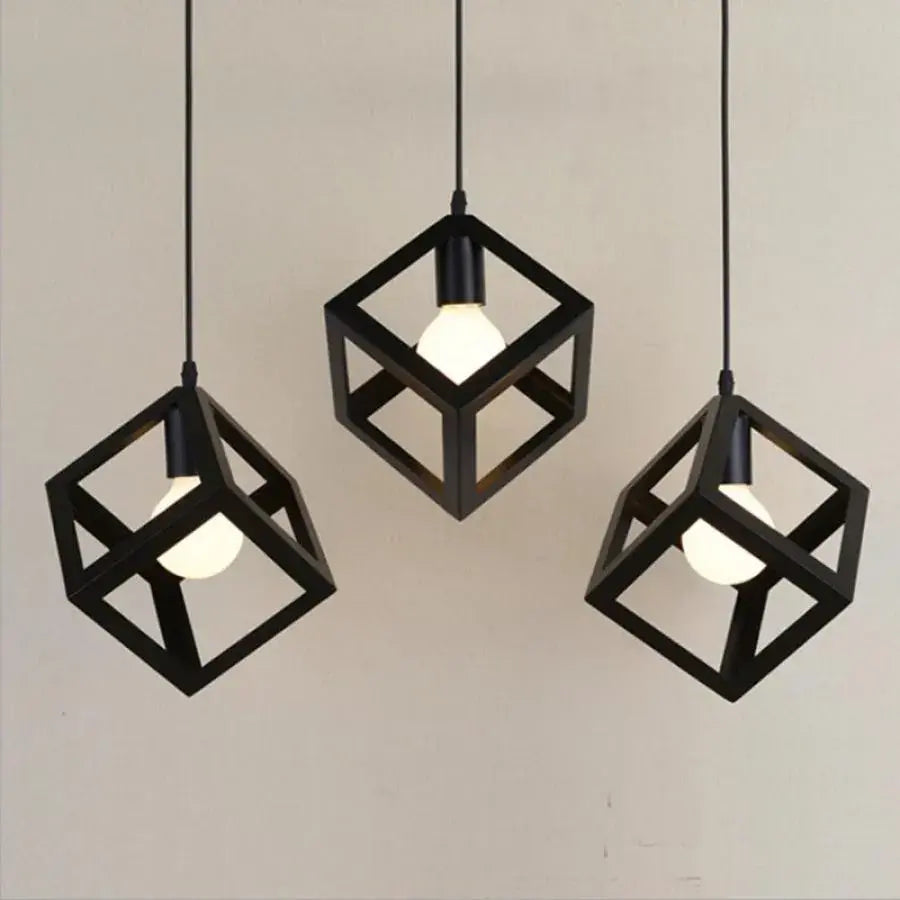 Lustrum Cub Σχήμα, Struktur Linear Trio, 3x E27, Black, Metal