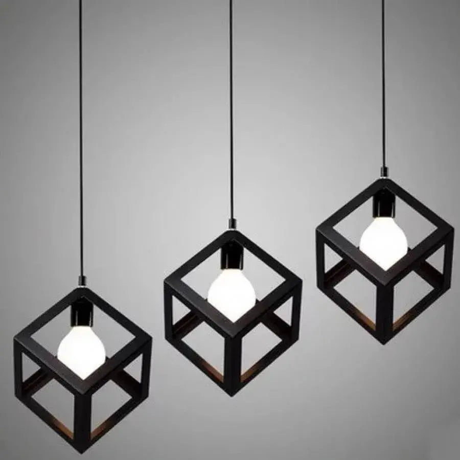 Lustrum Cub Σχήμα, Struktur Linear Trio, 3x E27, Black, Metal