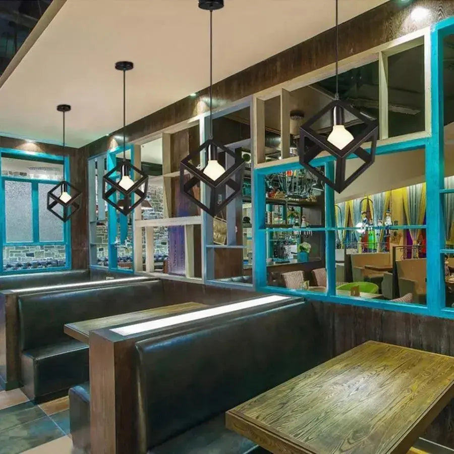 Lustu Shape Cub, Struktur Uno, 1x E27, μαύρο, αιωρούμενο, μέταλλο