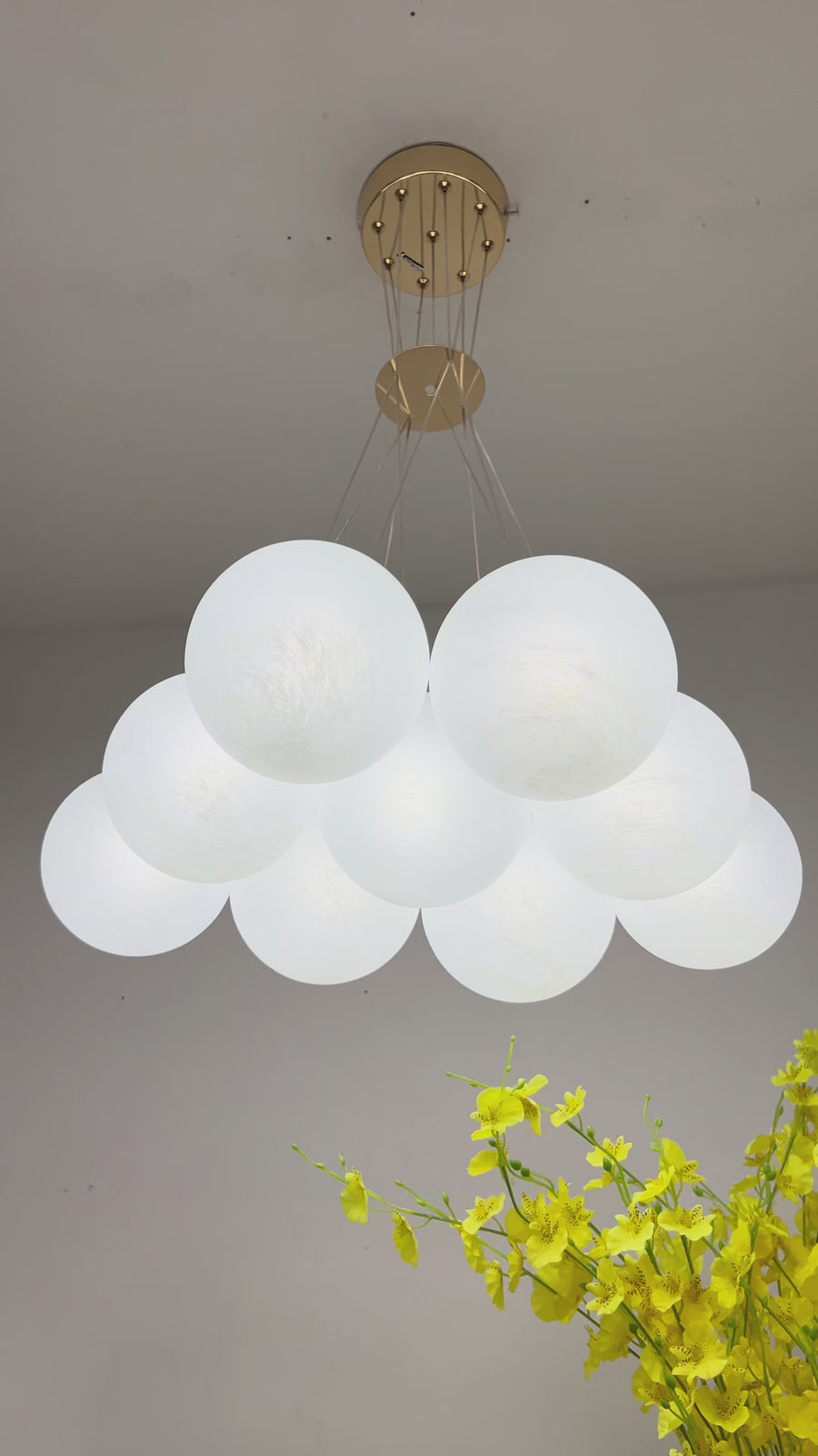 MODERN Πολυέλαιος, Τύπος Εκκρεμές, LOFT Bagliore, Globe, 9xE27, Ρυθμιζόμενο ύψος, Χρυσό