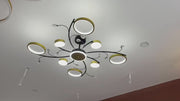 Lustra LED cu Telecomnda KARINA, 65W, 8 Elemente, Lumina Calda/Rece/Neutra, Dimabila, Auriu