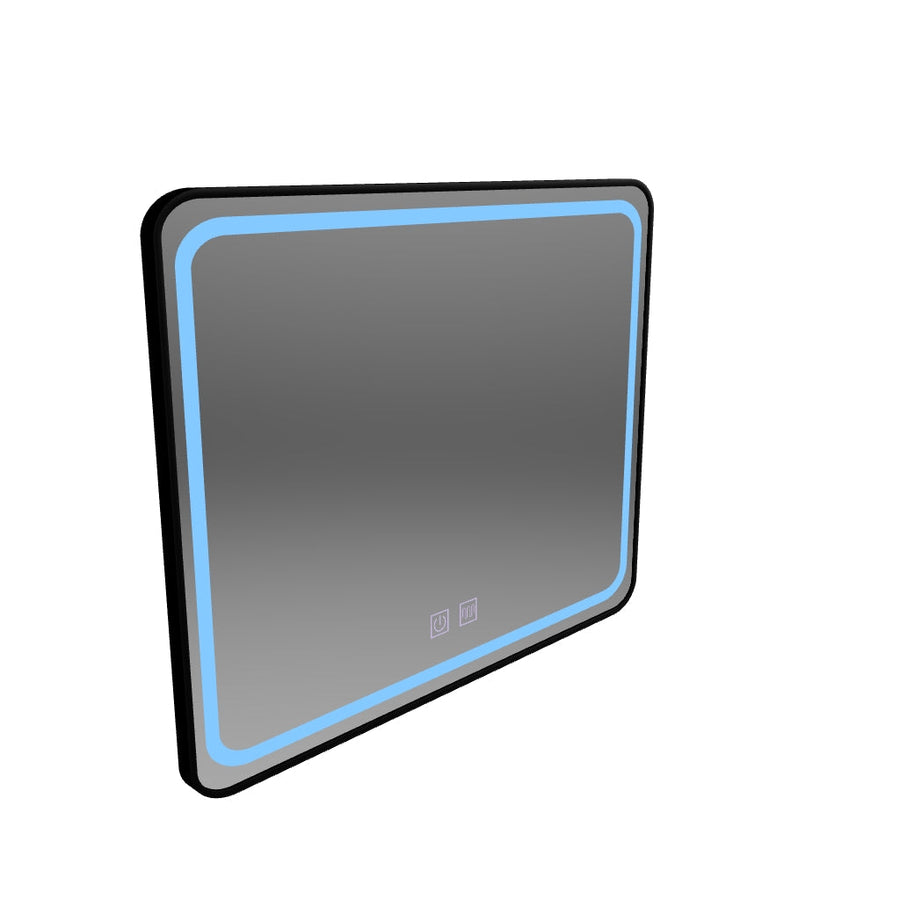 Ορθογώνιος καθρέφτης LED 80x60cm – Edge LUMINOUS Touch De-fogging System, Μαύρο πλαίσιο