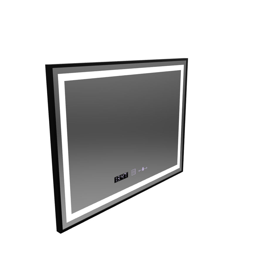 Ορθογώνιος καθρέφτης LED, 100x80cm, Verite Majeste Noir MotionGlow Marcello, Σύστημα Demister, Ρολόι & Θερμόμετρο, Ρυθμιζόμενο