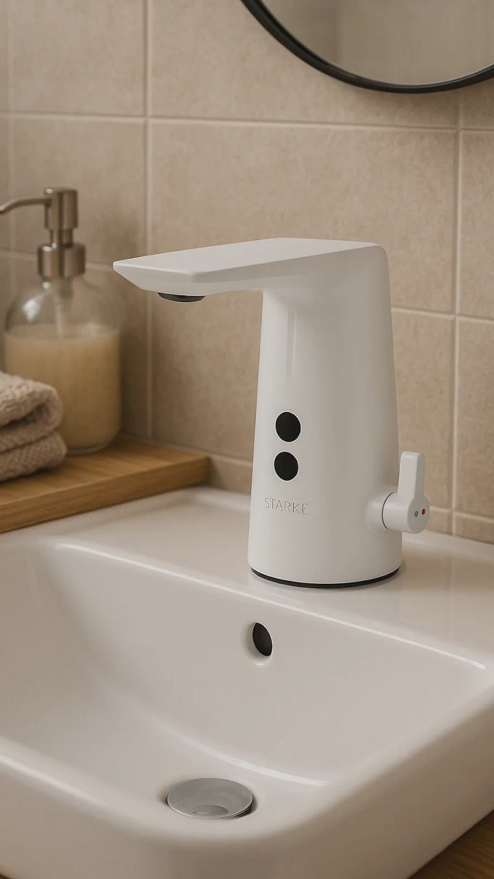 Πλούσιο μπαταριών με αισθητήρα, υγειονομικό ορείχαλκο, λευκό, RW-190WH