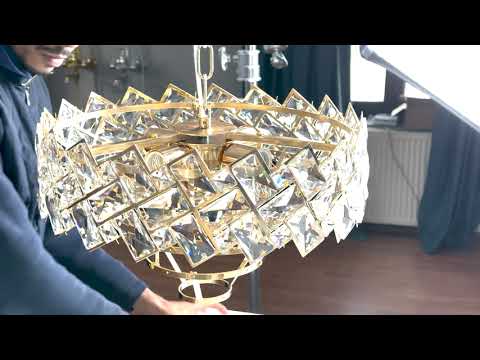 Κρυστάλλινος πολυέλαιος WINDSOR Nobile 5xE14, Διάμετρος 40cm, Γυαλιστερό χρυσό, Ρυθμιζόμενο ύψος