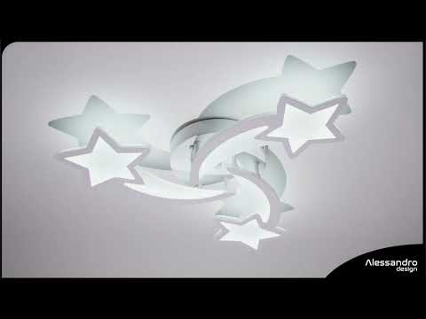 Πολυέλαιος LED με τηλεχειριστήριο IPOMOEA 48W, 3 αστέρια, Κρύο/Ζεστό/Ουδέτερο φως, Ρυθμιζόμενο, Λευκό