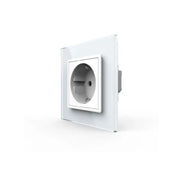 Schuko Schuko Socket, βιδωτό τερματικό, γυάλινο πλαίσιο, λευκό, livolo