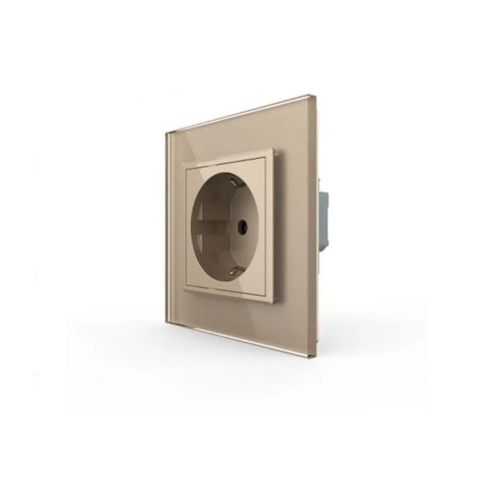Schuko Schuko Socket, βιδωτό τερματικό, γυάλινο πλαίσιο, χρυσό, Livolo