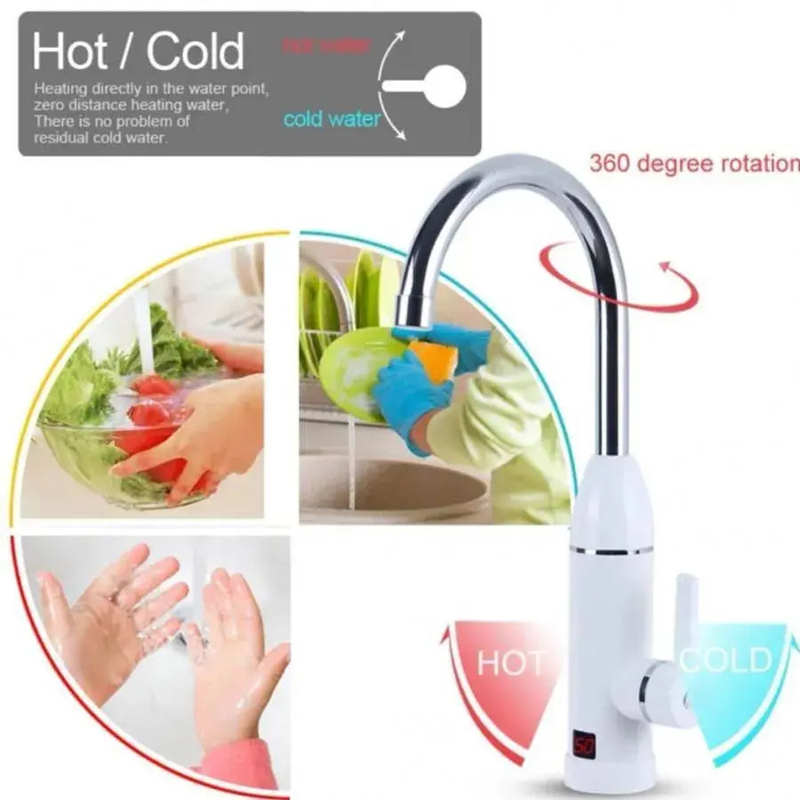 Instant Electric Tap για ζεστό νερό, οθόνη LCD, White, LZ-501x