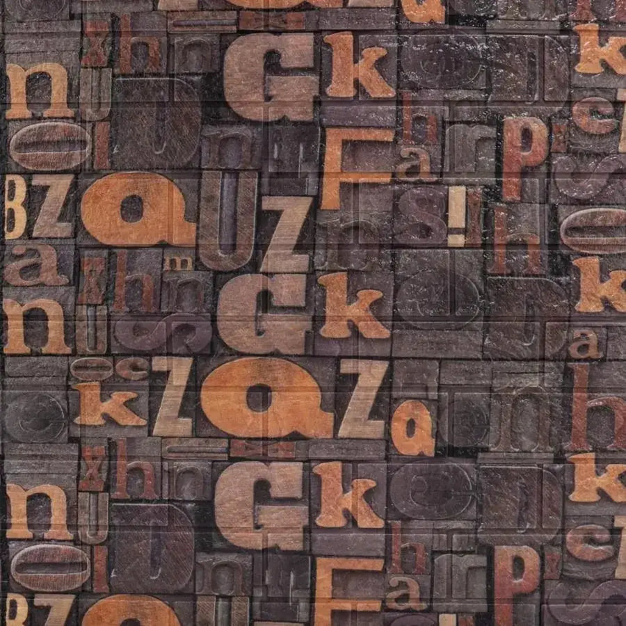 Σετ 10δ 3d αυτο -συγκολλητικό καφέ σε μαλακό αφρό, 80cmx70cmx6mm, σκούρο καφέ γραμμάτων μοντέλο