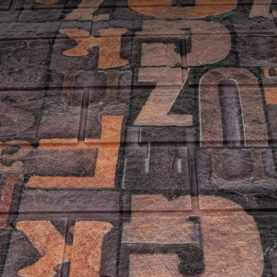 Σετ 10δ 3d αυτο -συγκολλητικό καφέ σε μαλακό αφρό, 80cmx70cmx6mm, σκούρο καφέ γραμμάτων μοντέλο