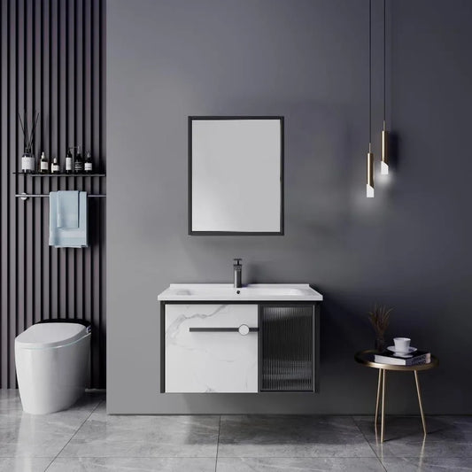 Έπιπλα μπάνιου σετ 60x47cm 3 λευκά -λευκά κομμάτια