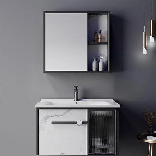 Έπιπλα μπάνιου σετ 80x47cm 3 λευκά -λευκά κομμάτια