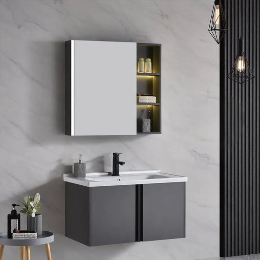 Έπιπλα μπάνιου 81x48cm 3 γκρι κομμάτια