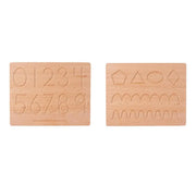 Διπλό εκπαιδευτικό τραπέζι με γεωμετρικούς αριθμούς και σχήματα, 2 τεμάχια, ξύλο