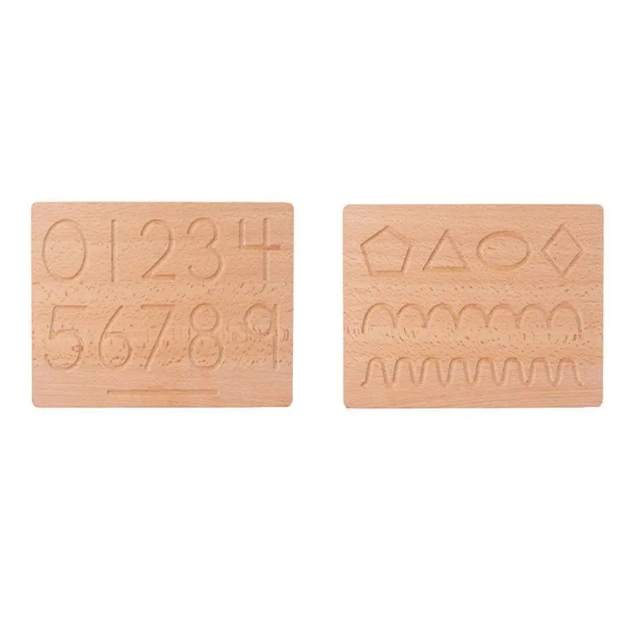 Διπλό εκπαιδευτικό τραπέζι με γεωμετρικούς αριθμούς και σχήματα, 2 τεμάχια, ξύλο