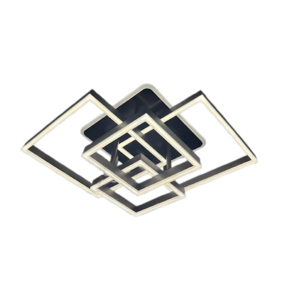 Πολυέλαιος LED με τηλεχειριστήριο EMMA 190W, 4 Τετράγωνα, Κρύο/Ζεστό/Ουδέτερο φως, Ρυθμιζόμενο, Μαύρο