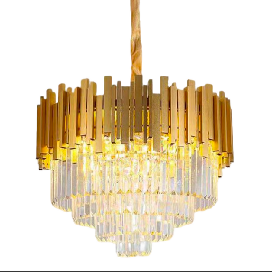 Crystal Chandelier BLOIS Eleganza, Διάμετρος 49cm, 8x E14, Γυαλιστερό Χρυσό, Ρυθμιζόμενο Ύψος