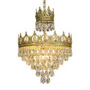 Candelabru Cristal REGALITE Petito, 6XE14, Diametru 45cm, Auriu Lucios, Inaltime Reglabila