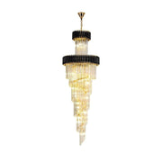 Candelabru Cristal VERSAILLES Ascendere 27xE14, Diametru 60cm, Auriu Lucios si Negru, Inaltime Reglabila