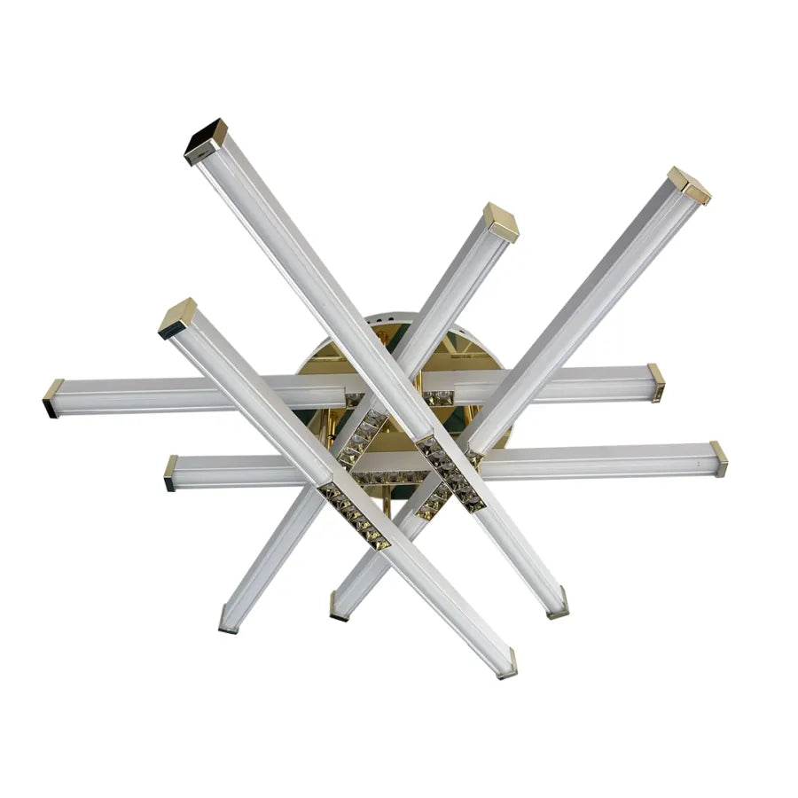 Πολυέλαιος LED με τηλεχειριστήριο MAKOTO 144W, 6 Στοιχείων, Γραμμικό, Κρύο/Ζεστό/Ουδέτερο φως, Ρυθμιζόμενο, Χρυσό Λευκό