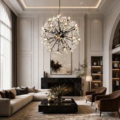 PETERHOF Crystal Chandelier Eleganza, Ø50cm, 18x G4, Διάμετρος 49cm, Μαύρο