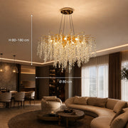 WALTZ Cascade Crystal Chandelier, 9x G9, Gold, 80cm, Ρυθμιζόμενο ύψος - 01_CC331-80.png