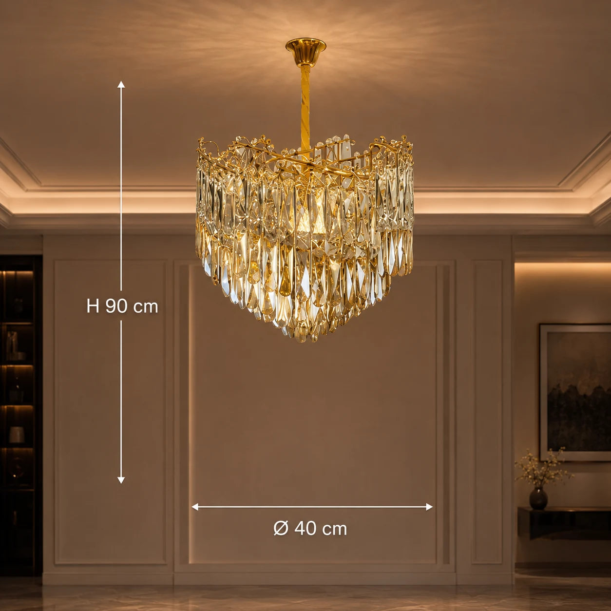 Crystal Chandelier TOPKAPI Nobile 6xE14, Διάμετρος 40cm, Γυαλιστερό Χρυσό, Ρυθμιζόμενο Ύψος - 01_CC810-400GD.png